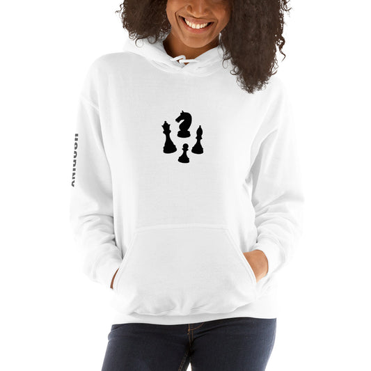 White Triple Chess Piece Hoodie